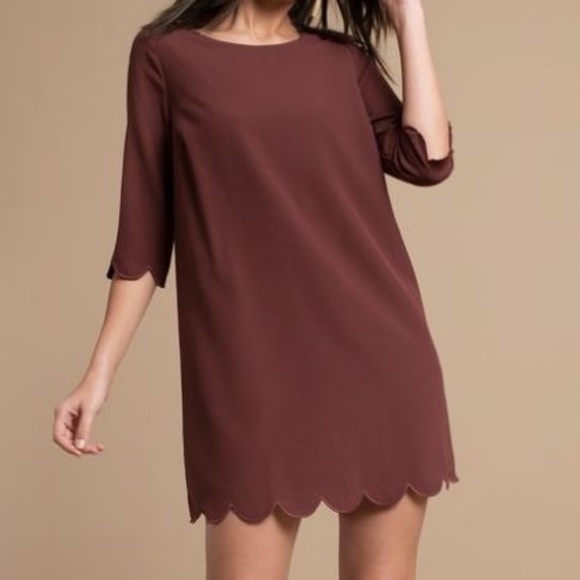 Mauve / Maroon / Wine Scalloped Tobi Dress - Picture 1 of 8